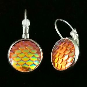 November mermaid scale leverback earrings